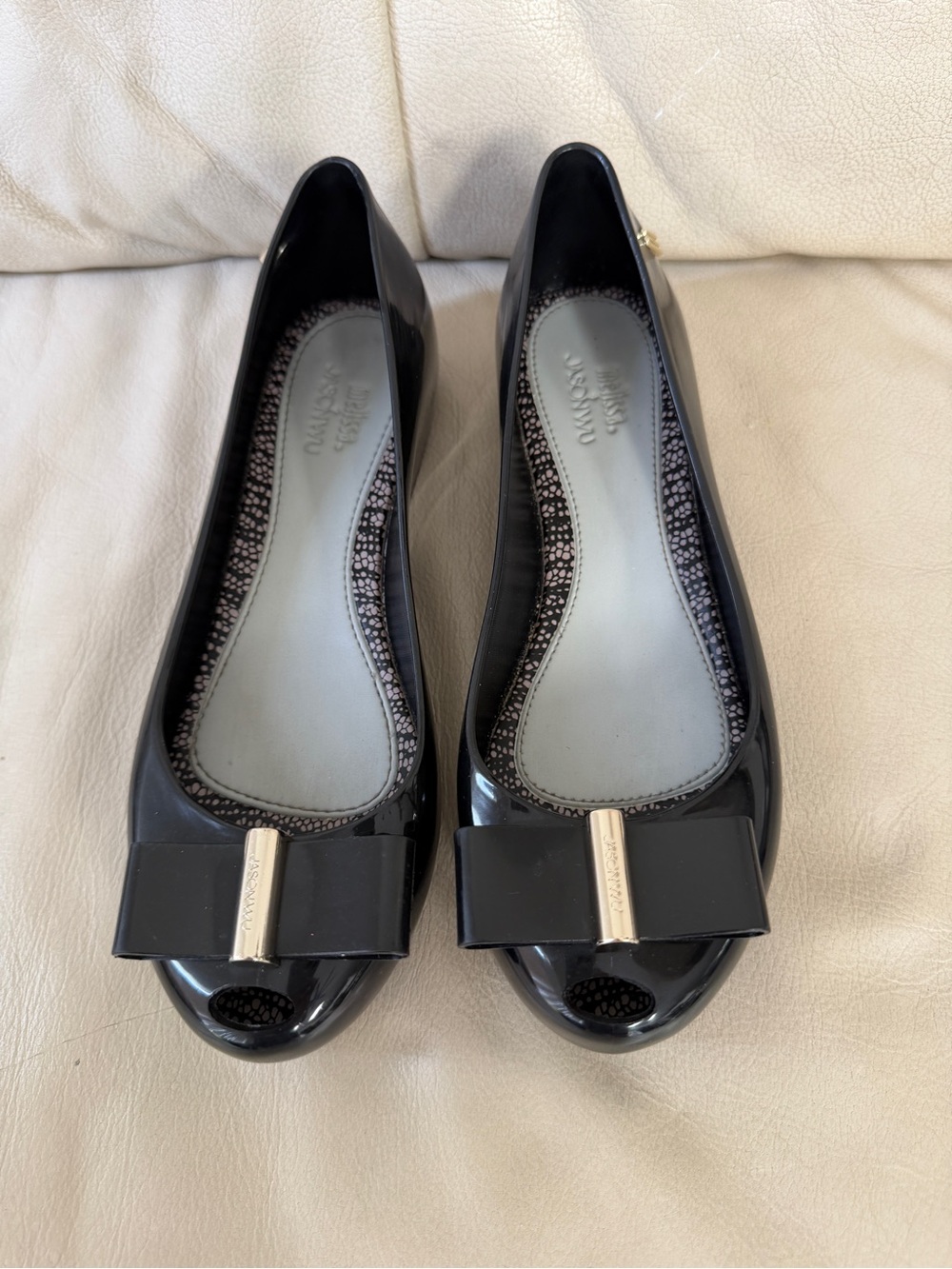 Melissa x Jason Wu black jelly peep-toe flats featuring, size 36